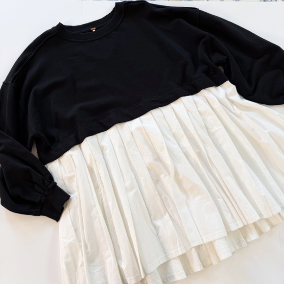 Free People Womens Small Black White Eleanor Sweatshirt - Picture 2 of 12